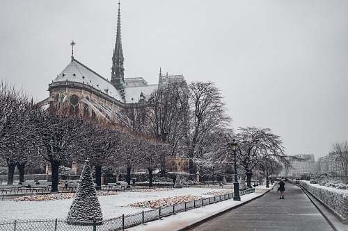 france Gothic cathedral during winter grey