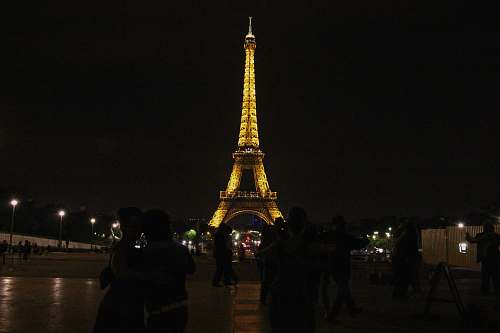 building powered-on lights Eiffel Tower, Paris town