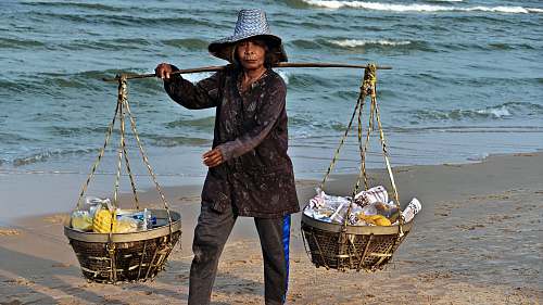 human woman carrying basket person