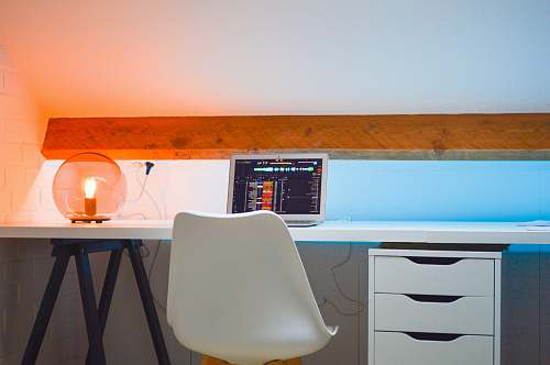 furniture laptop computer on desk chair