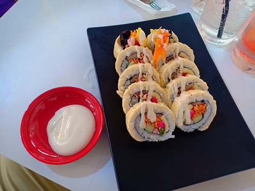 cutlery food on black tray fork