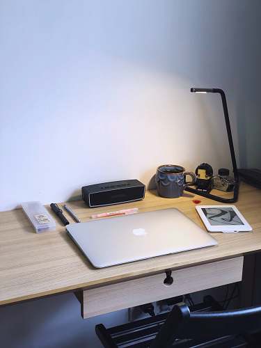 desk MacBook Air on table table