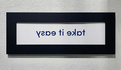 table take it easy text overlay reception desk