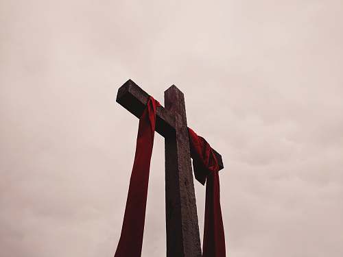 flag low angle view of cross with red garment cross