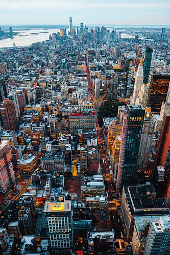 birds eye view of city buildings
