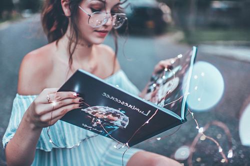 woman reading book