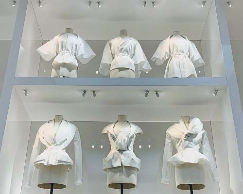 clothing several assorted-top on dress forms grey