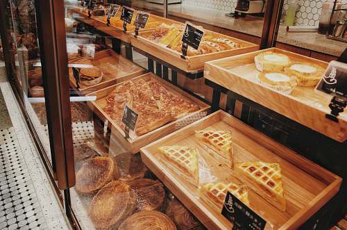 shop brown and gray food display counter bread