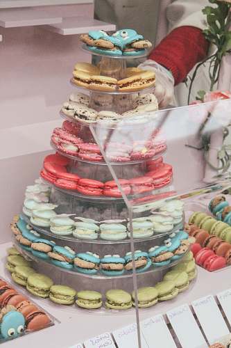shop tower of French macaroon bread