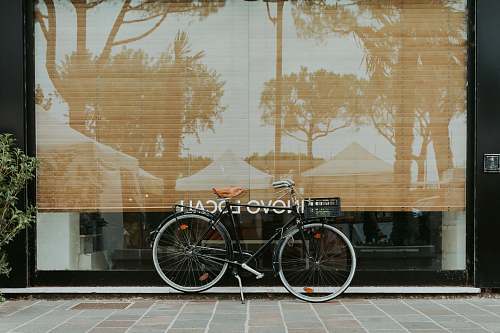 bicycle black touring bicycle on the floor transportation