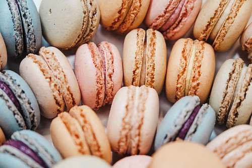 sweets French macaroons with different colors confectionery