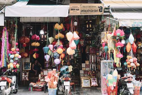 person assorted household items displayed at store shop