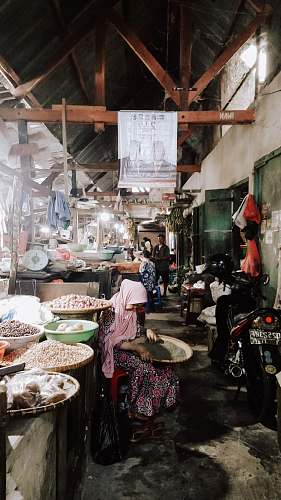 person people standing in room market