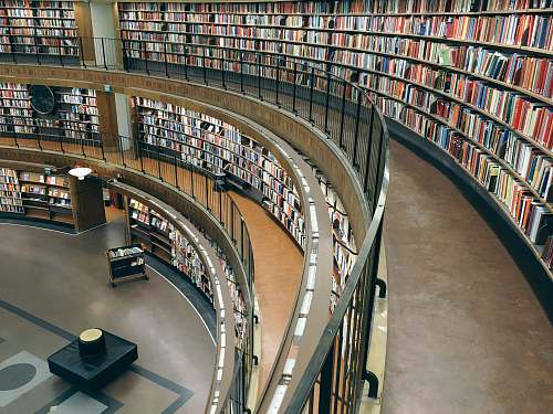 library three-storey library building with lots of books room