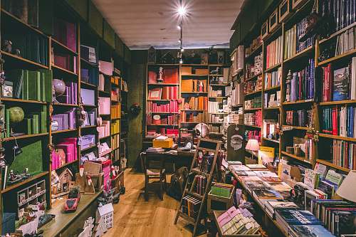 book well-lit library bookstore