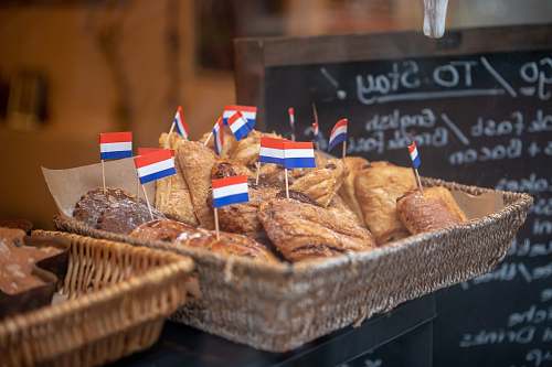 bakery baked pastries on brown wicker basket bread