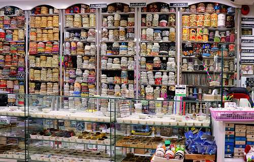 shelf clear glass display counter grocery store