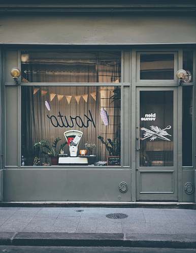 food gray wooden door confectionery