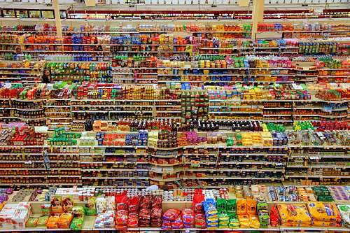 market high-angle photography of grocery display gondola supermarket