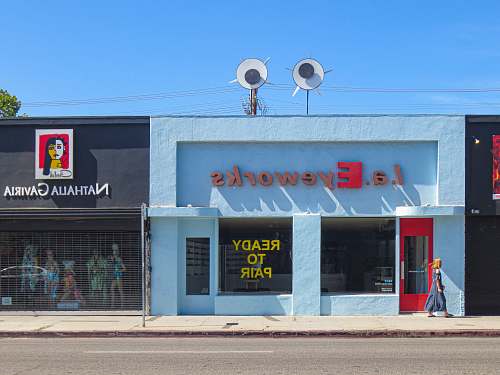 human L.A. Eyeworks building near Nathalia Gaviria boutique person