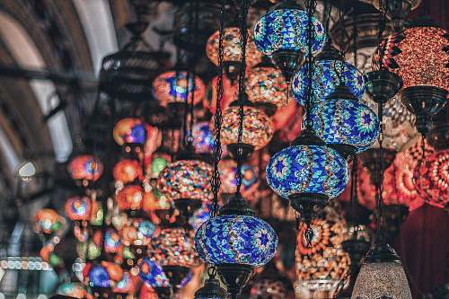 market red and blue hanging lamps bazaar