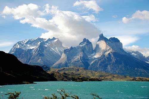nature body of water and mountain mountain range
