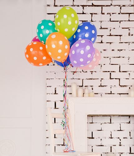 assorted-color polka dot balloons