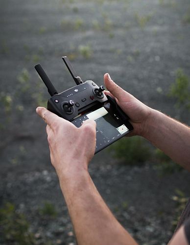 black quadcopter remote