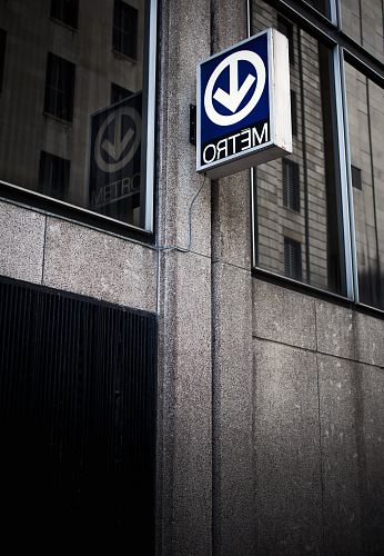blue and white Metro signage