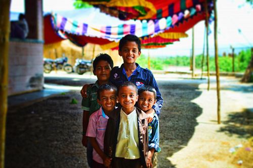 five boys standing outdoor focus photography