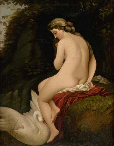 painting nude woman and white swan painting nude