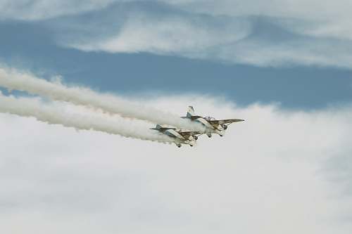 transportation two white airplanes on sky aircraft