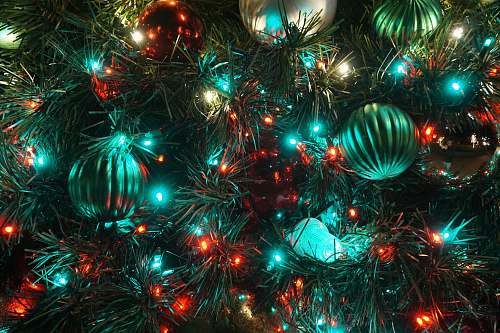 outdoors lighted Christmas string lights fireworks