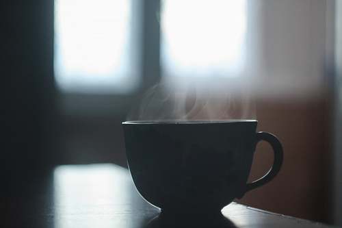cup black ceramic teacup on table tea