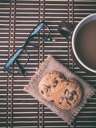 food chocolate chip cookies and eyeglasses breakfast