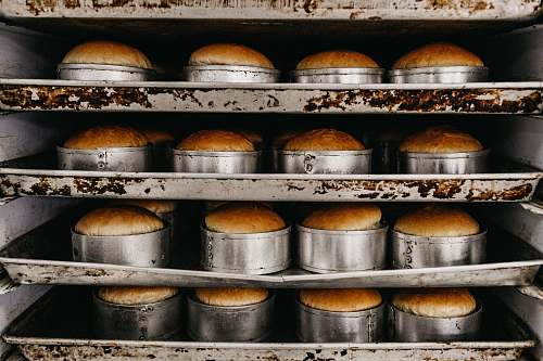 bread baked cake inside oven shelf