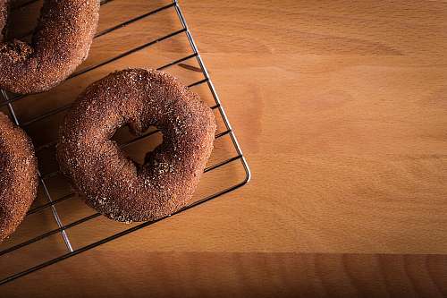 bread donut on gray steel stand bagel