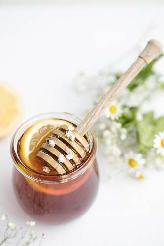 plant honey in glass on tabel honey