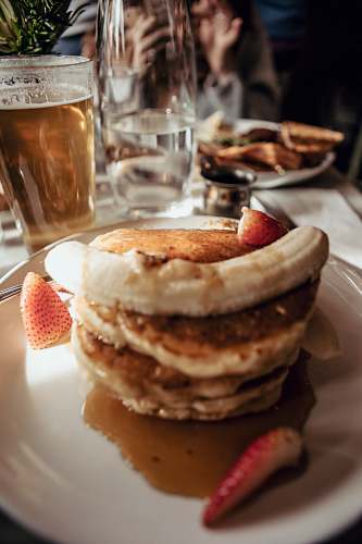 bread pancake with slices of fruits burger