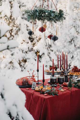 meal red taper candle candle