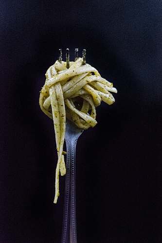 flora selective focus photography of fork with noodle bean sprout