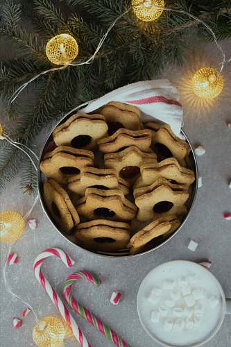 sweets star designed cookies in gray bucket confectionery