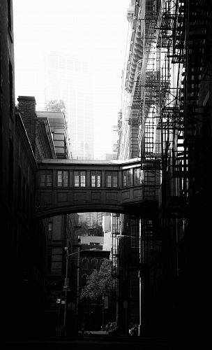 grayscale photography of building