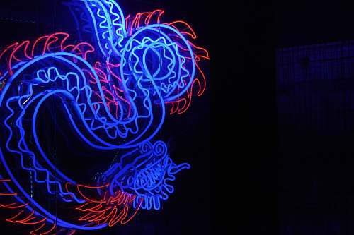 blue blue and red wyrm dragon light decor france