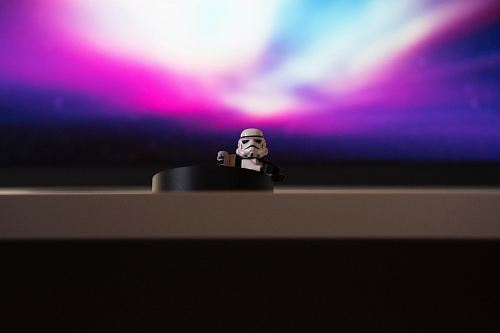 Star Wars Stormtrooper mini fig on desk