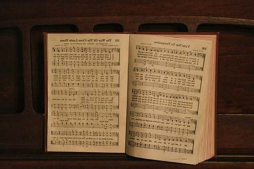 text opened music book page