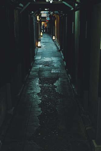 city black concrete hallway road
