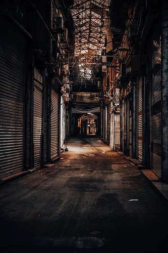 urban gray shutter door store scenery street