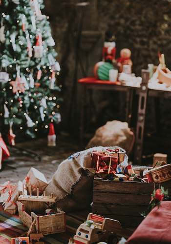 plant assorted Christmas decors inside room tree