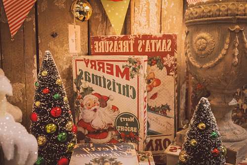 holiday Santa's Treasure and Merry Christmas signage boards decor